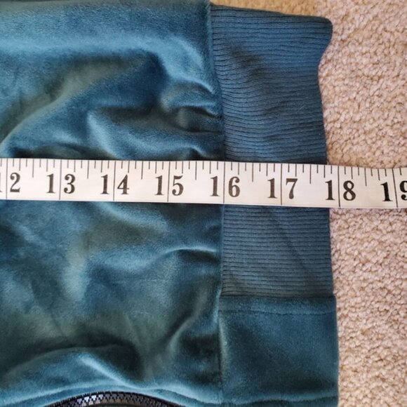Fashion Nova Y2K Velvet Velour Crop Teal Jacket M - Picture 3 of 6